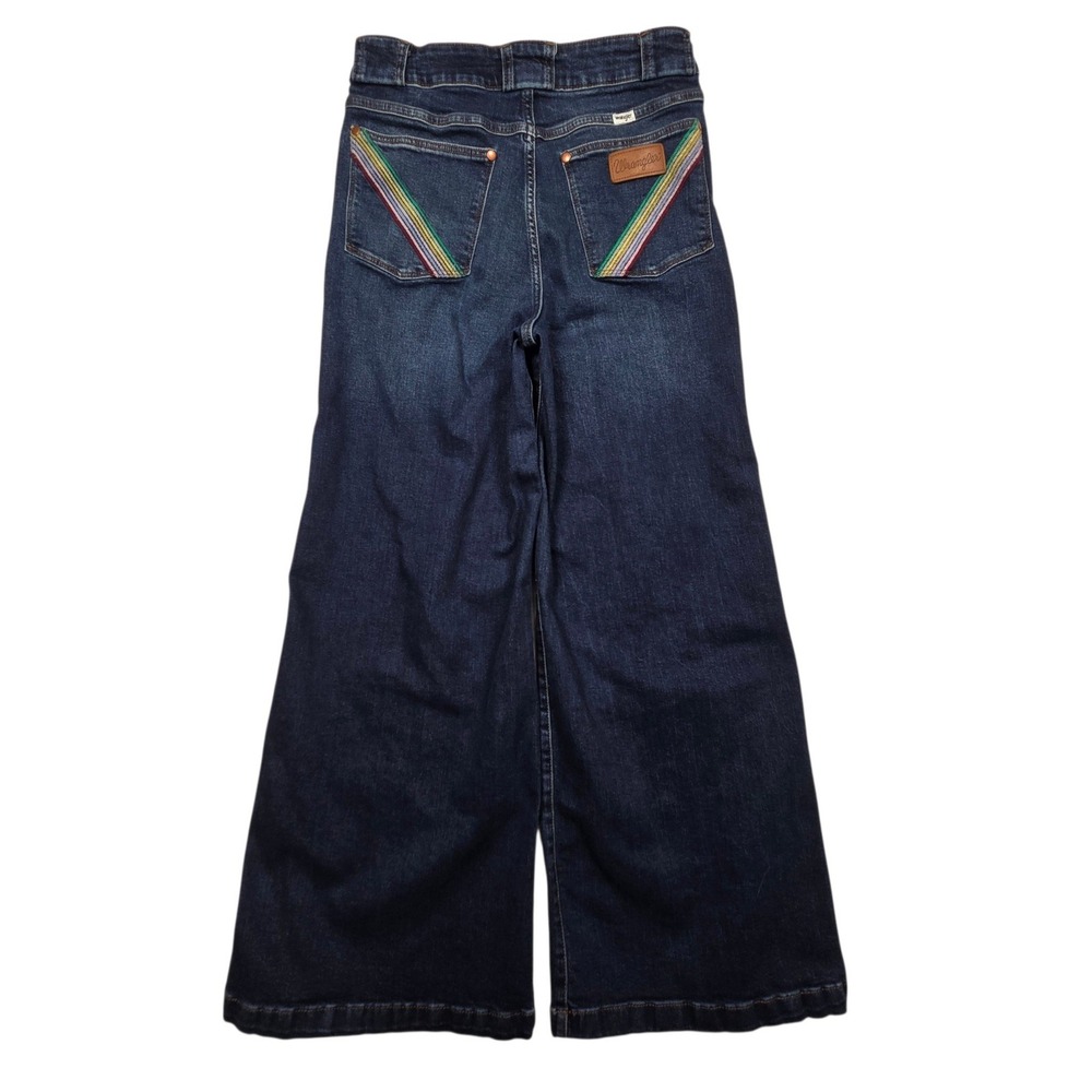 Wrangler Wide Leg Jeans Womens 31x30 Blue Rainbow Back Pocket Flare 112369378